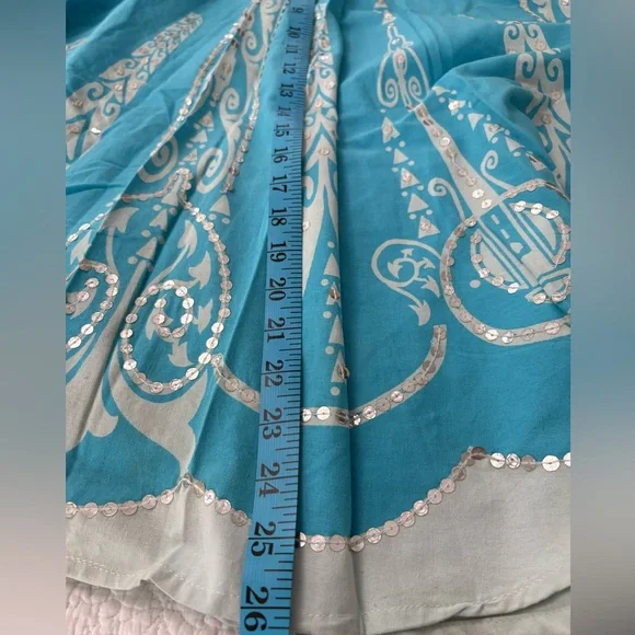 Willi Smith Turquoise A-Line Skirt with White Patterns - Picture 7 of 8